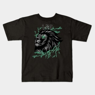 Lightning Leo (green) Kids T-Shirt